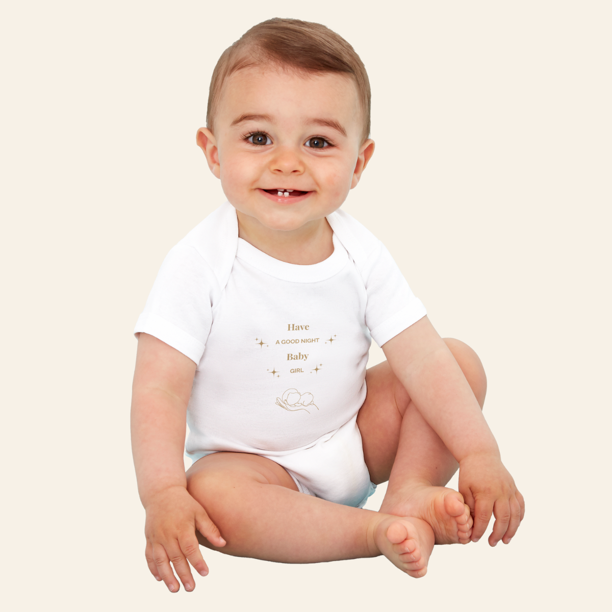 Body bébé en Coton Biologique : "Good night baby girl"