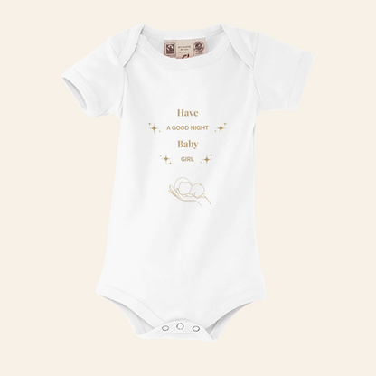 Body bébé 100% coton blanc "Good Night Baby Girl" – Création exclusive Maison Mellow, confort